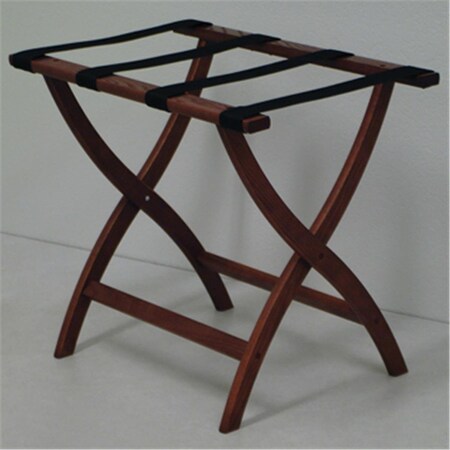 Wooden Mallet Designer Curve Leg Luggage Rack in Mahogany with Black Webbing - 3.5 in. LR2-MHBLK
